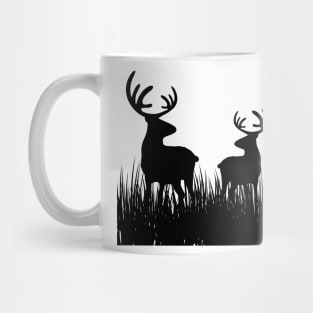 deer family in the grass field Mug